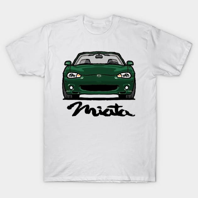 MX5 Miata NB Dark Green T-Shirt by Woreth